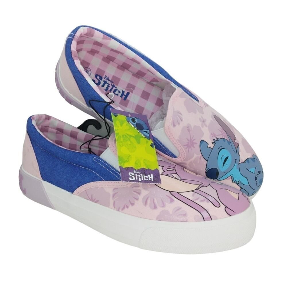Disney Stitch Womens NEW w/Tags Pink & Blue Casual Slip-on Sneakers - sz. 9 1/2